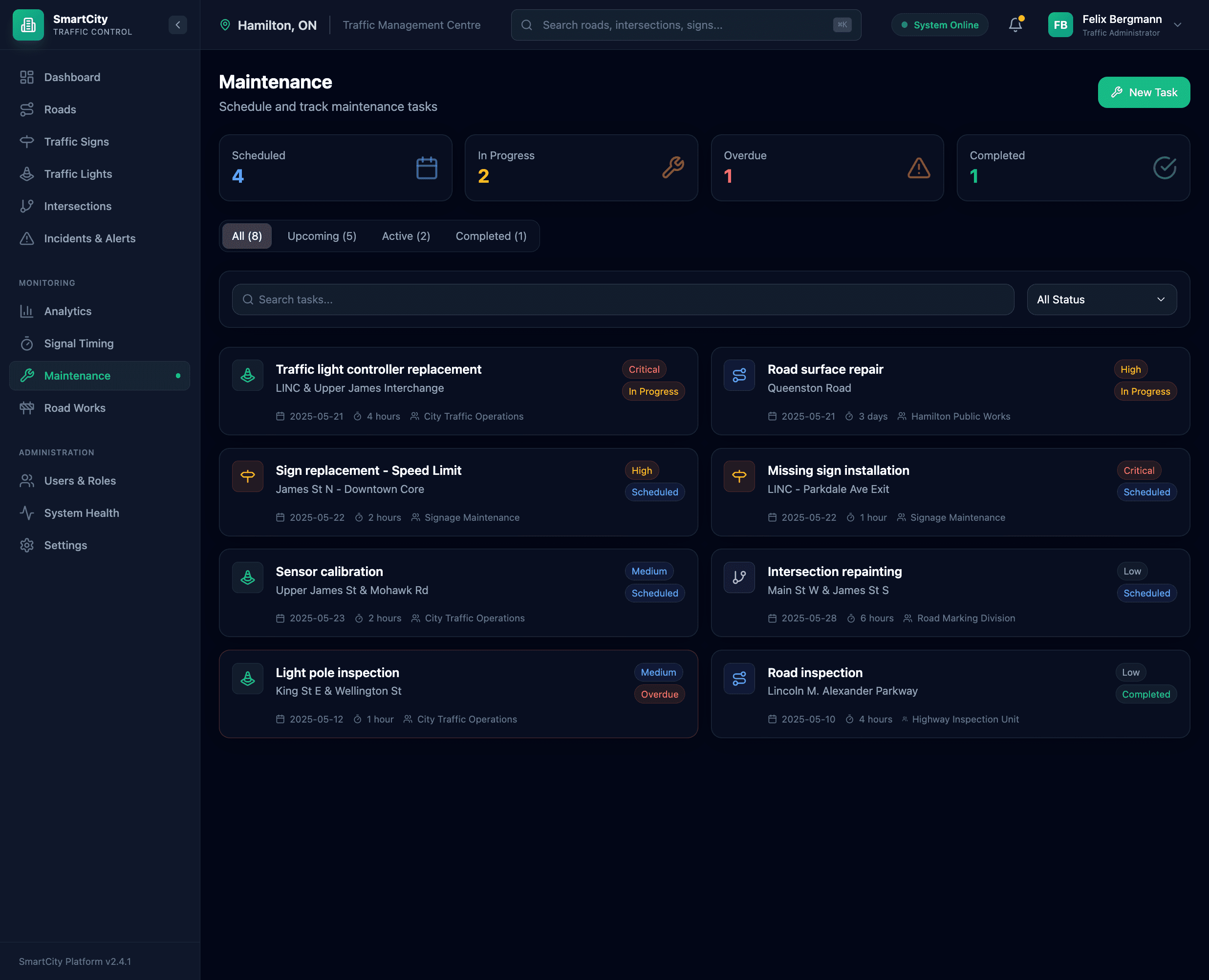 Smart City Platform - Statistici trafic detaliate